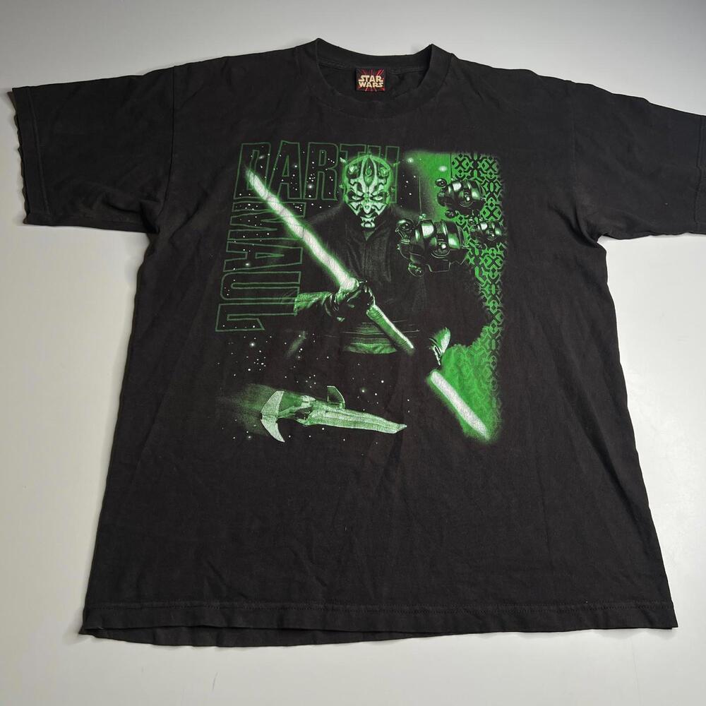 Vintage Star Wars Darth Maul‎ T-Shirt Black Graphic Tee Sith Lightsaber Adult